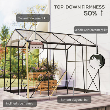 Outsunny 6' x 8' Walk-in Polycarbonate Greenhouse Aluminium Green House with Sliding Door, 5-Level Roof Vent, Rain Gutter