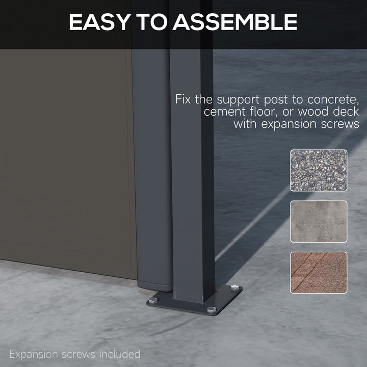 Outsunny 13' x 5' Retractable Side Awning, Outdoor Privacy Screen for Garden, Hot Tub, Balcony, Terrace, Pool, Dark Grey