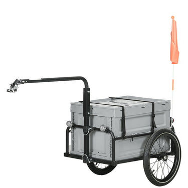 Aosom Steel Trailer for Bike, Bicycle Cargo Trailer with Foldable Storage Box and Safe Reflectors, Max Load 88LBS