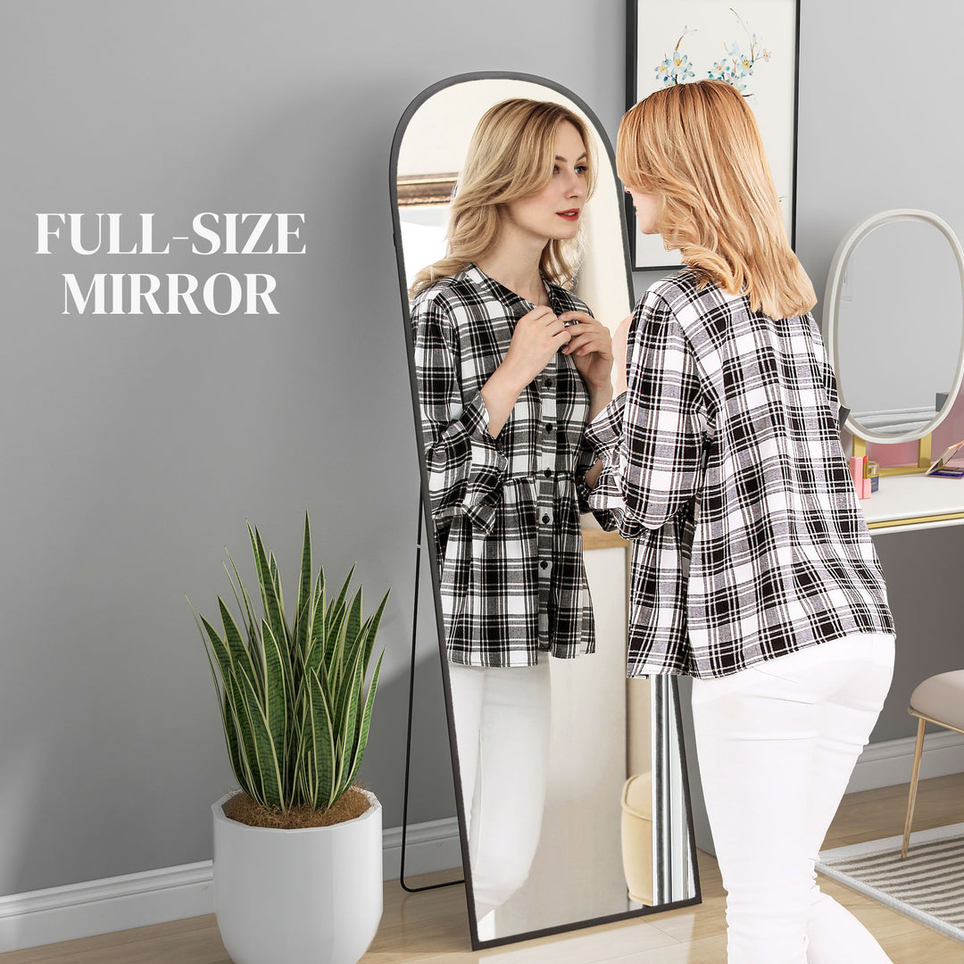 HOMCOM Arched Standing Mirror, 64" x 20" Full Length Mirror, Free Standing or Wall Mounted for Living Room, Bedroom, Black