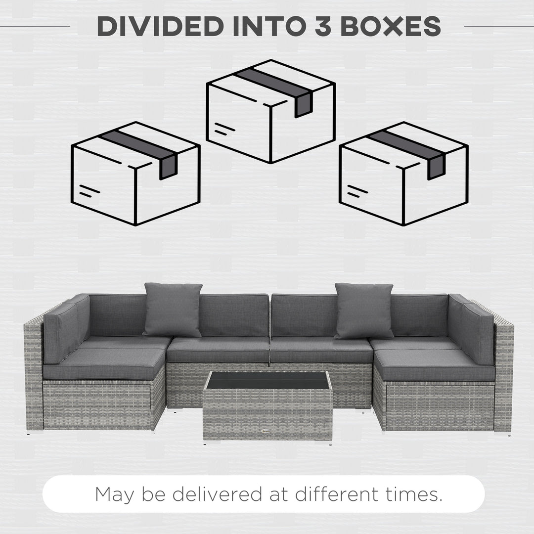 Outsunny 7-Piece Patio Furniture Sets Outdoor Wicker Conversation Sets All Weather PE Rattan Sectional Sofa, Grey