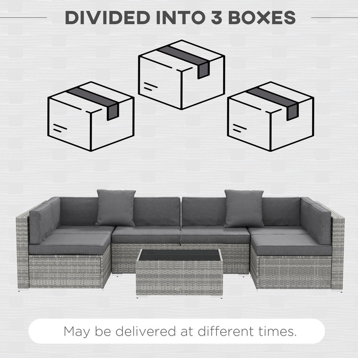 Outsunny 7-Piece Patio Furniture Sets Outdoor Wicker Conversation Sets All Weather PE Rattan Sectional Sofa, Grey