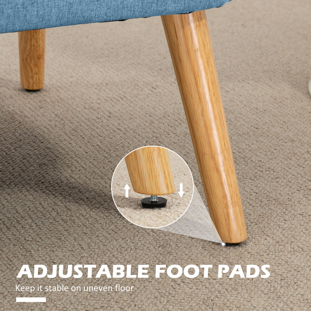 HOMCOM Modern 2 Seat Sofa for Bedroom, Upholstered Two Seater Couch with Rubber Wood Legs, Light Grey