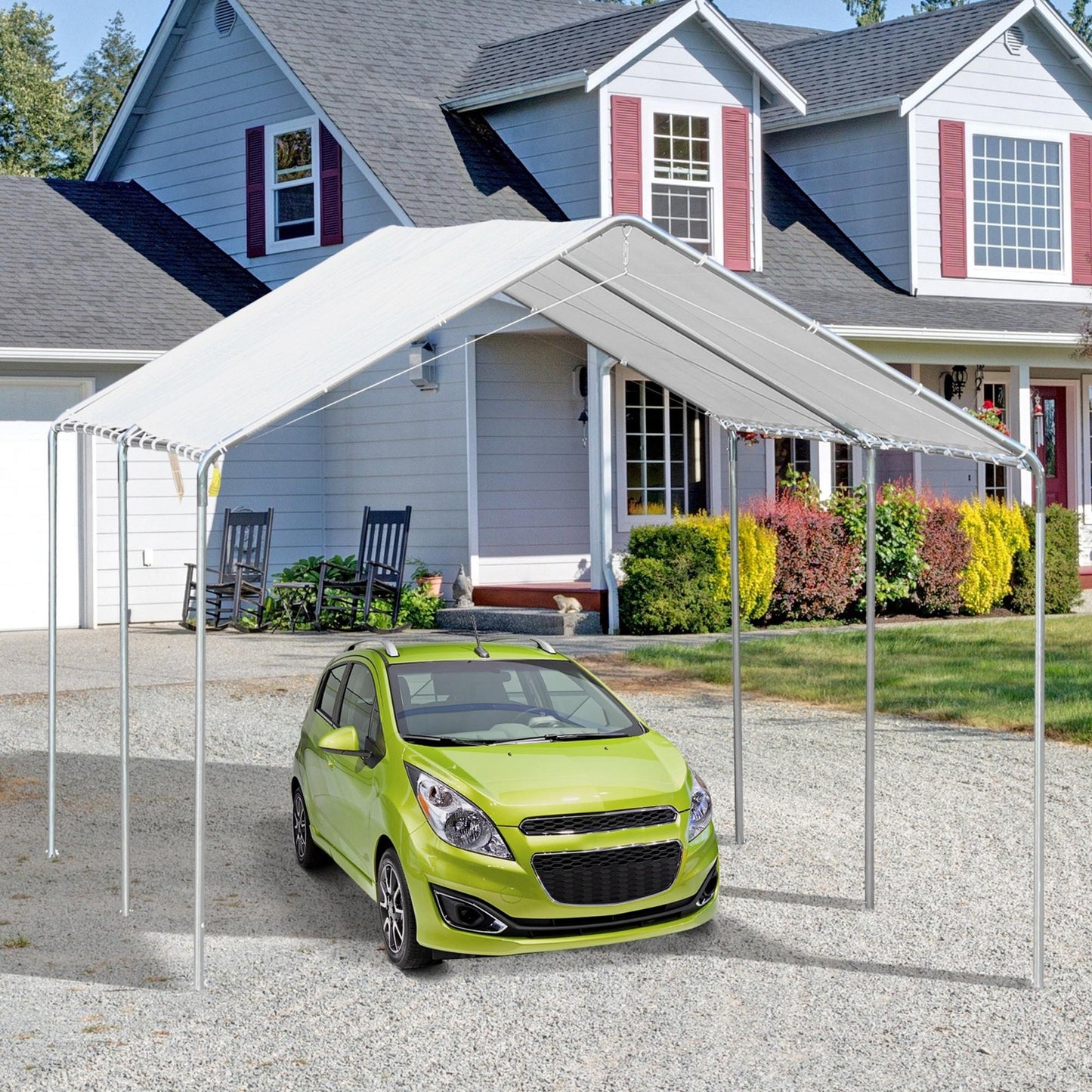 Outsunny 10'x20' Carport Heavy Duty Galvanized Car Canopy with Included Anchor Kit, 3 Reinforced Steel Cables, Grey