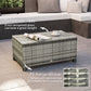 Outsunny Outdoor PE Rattan Wicker Table, Patio Garden Side Table w/Glass Top for Patio, Balcony, Mixed Grey