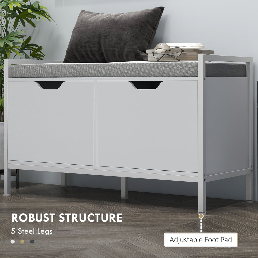 HOMCOM Shoe Storage Bench with Seat Cushion, Shoe Cabinet for Hallway, Entryway Bench, Supports 352lbs, White