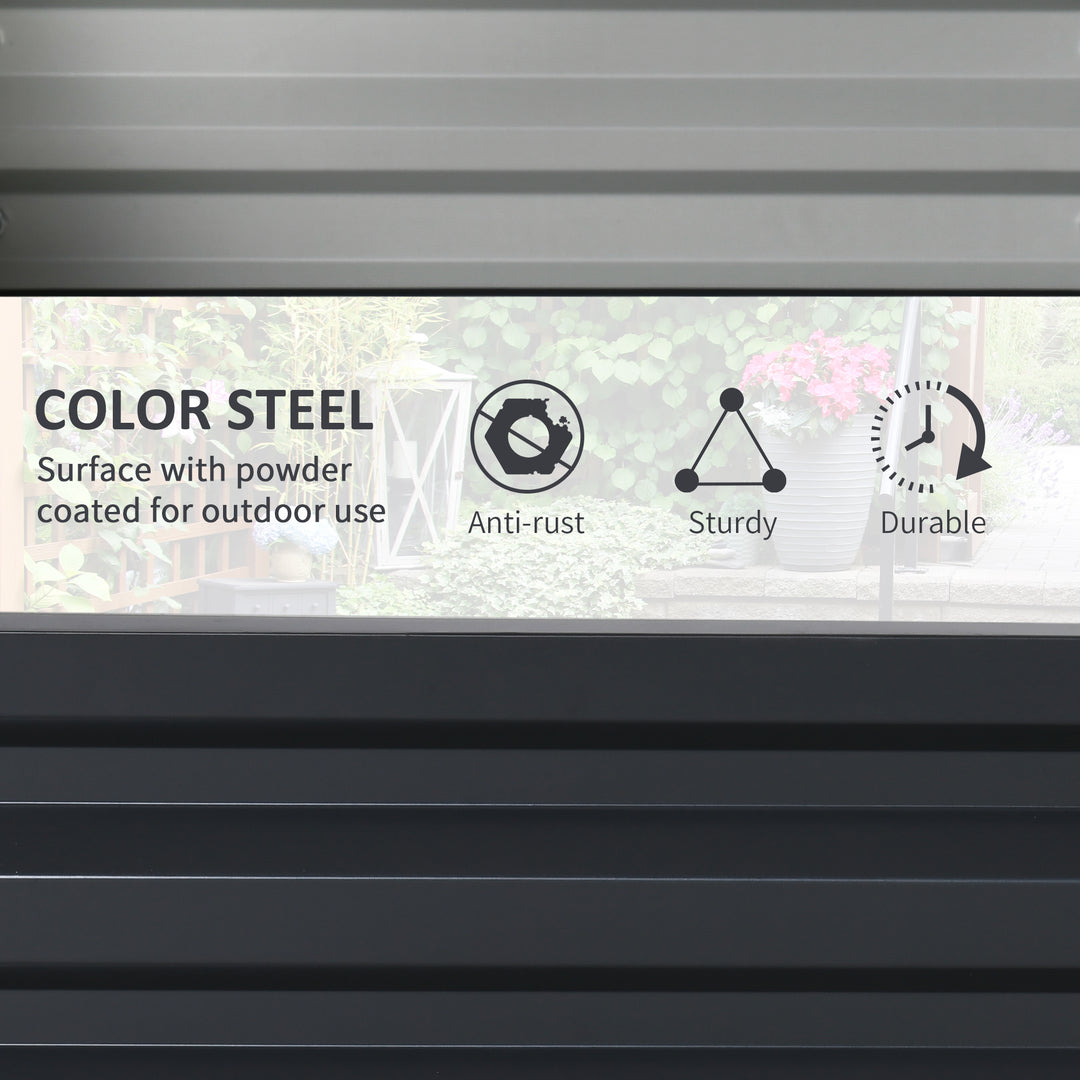 Outsunny 2' x 2' x 1' 2-Pieces Raised Garden Bed with Color Steel Frame for Vegetables, Flowers, Herbs, Grey