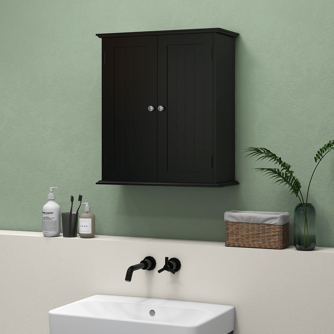 HOMCOM Bathroom Medicine Cabinet, Wall Cabinet with 2 Doors and Adjustable Shelf, Space Saver Over Toilet Cabinet