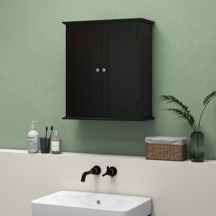 HOMCOM Bathroom Medicine Cabinet, Wall Cabinet with 2 Doors and Adjustable Shelf, Space Saver Over Toilet Cabinet