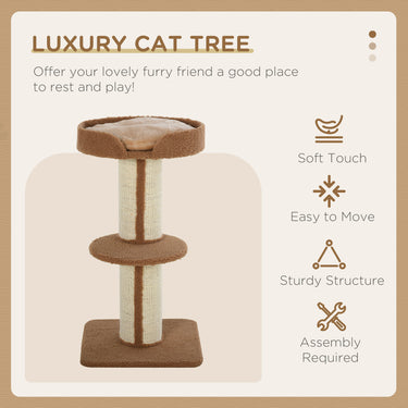 PawHut Cat Tree Kitty Tower with Sisal Mat Scratching Post, Cat Bed, Cushion, Perch, 18" x 18" x 36", Brown