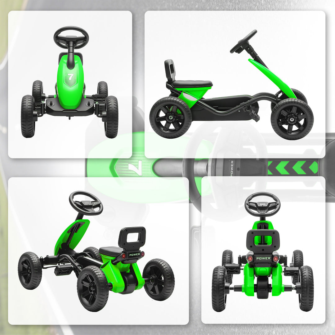 Qaba Pedal Go Kart for Kids 2-5 Years Old with Silent EVA Wheels, Metal Frame, Green