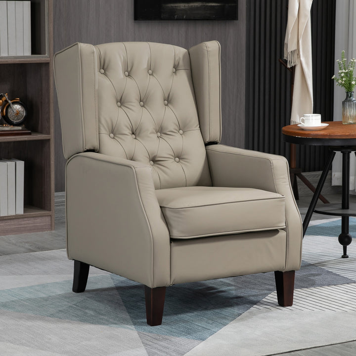 HOMCOM Faux Leather Armchair, Modern Accent Chair with Thick Padding for Living Room, Bedroom, Home Office, Khaki