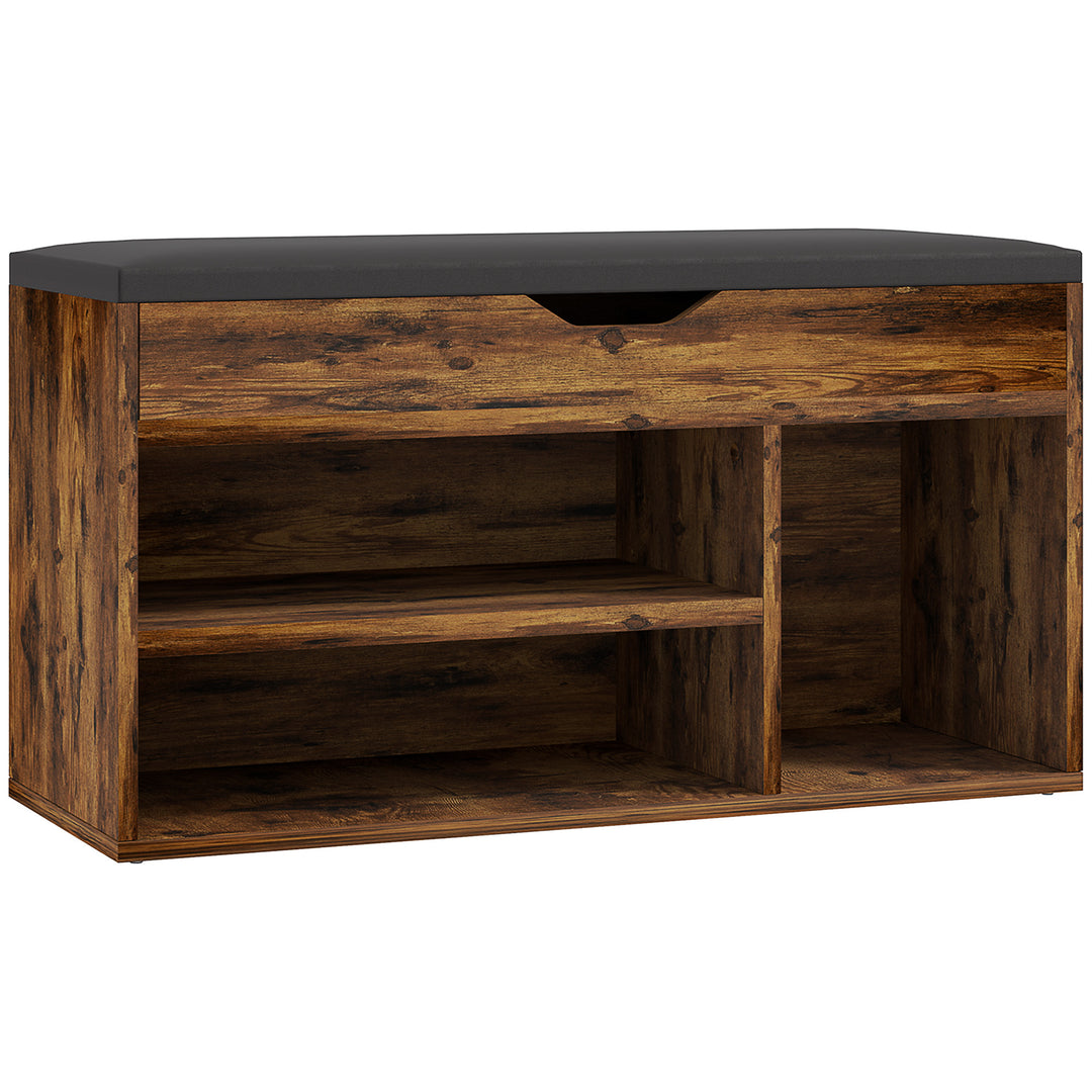 HOMCOM Shoe Bench Entryway Storage Rack with Padded Cushion, Hidden Storage for Hallway, Living Room, Black