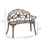 Outsunny 40" Outdoor Garden Bench, Cast Aluminum Antique Rose Style Patio Garden Park Loveseat Bench for Backyard, Porch, Balcony, Lawn, Bronze