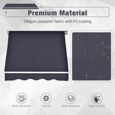 Outsunny 4' x 2.3' Retractable Window Door Awning Patio Canopy Outdoor Sun Shade Shelter Dark Grey