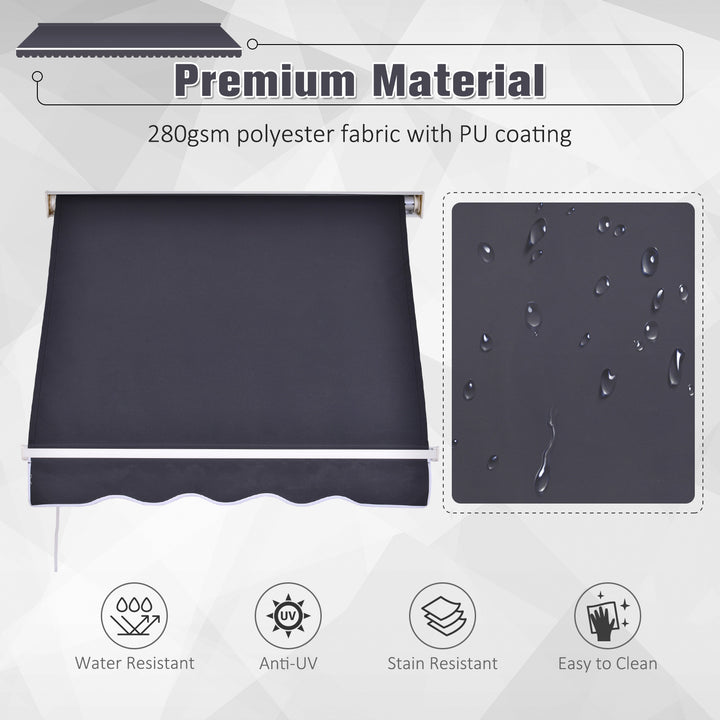 Outsunny 4' x 2.3' Retractable Window Door Awning Patio Canopy Outdoor Sun Shade Shelter Dark Grey