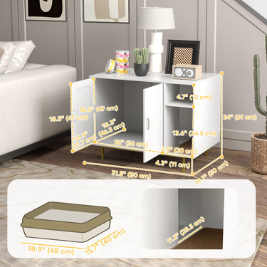 PawHut Cat Litter Box Enclosure, Hidden Litter Box with Scratching Pad, Storage, for Living Room, Bedroom, 31.5" x 20" x 24"