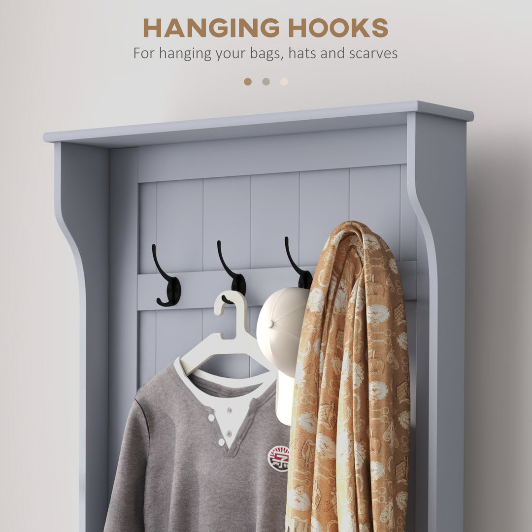 HOMCOM 3-In-1 Hall Tree with Coat Rack, Shoe Storage and Bench Seat, Entryway Bench with 4 Hooks for Hallway, Living Room, Black