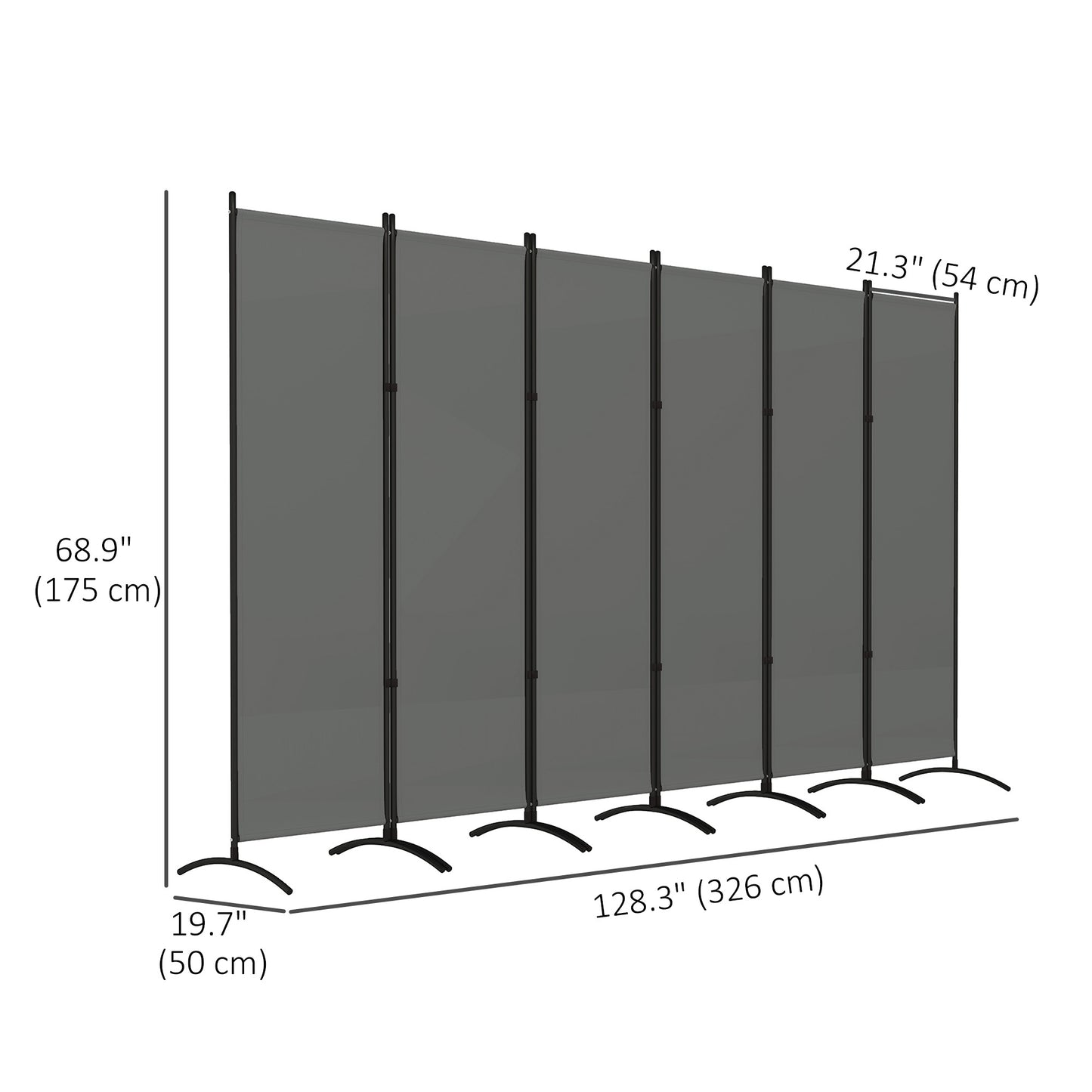 Outsunny 6 Panel Folding Room Divider, UV30+ Privacy Screen, Indoor Outdoor Privacy Panel with Stable Base, Black