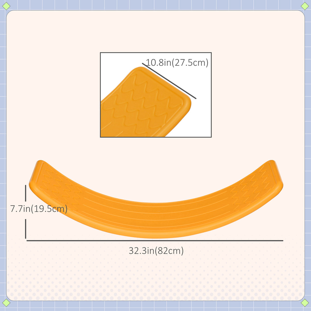 Qaba 32.3" Balance Board, Wobble Board Kids Curvy Rocker Board, Ended Preschool Learning Montessori Waldorf Toy, Red