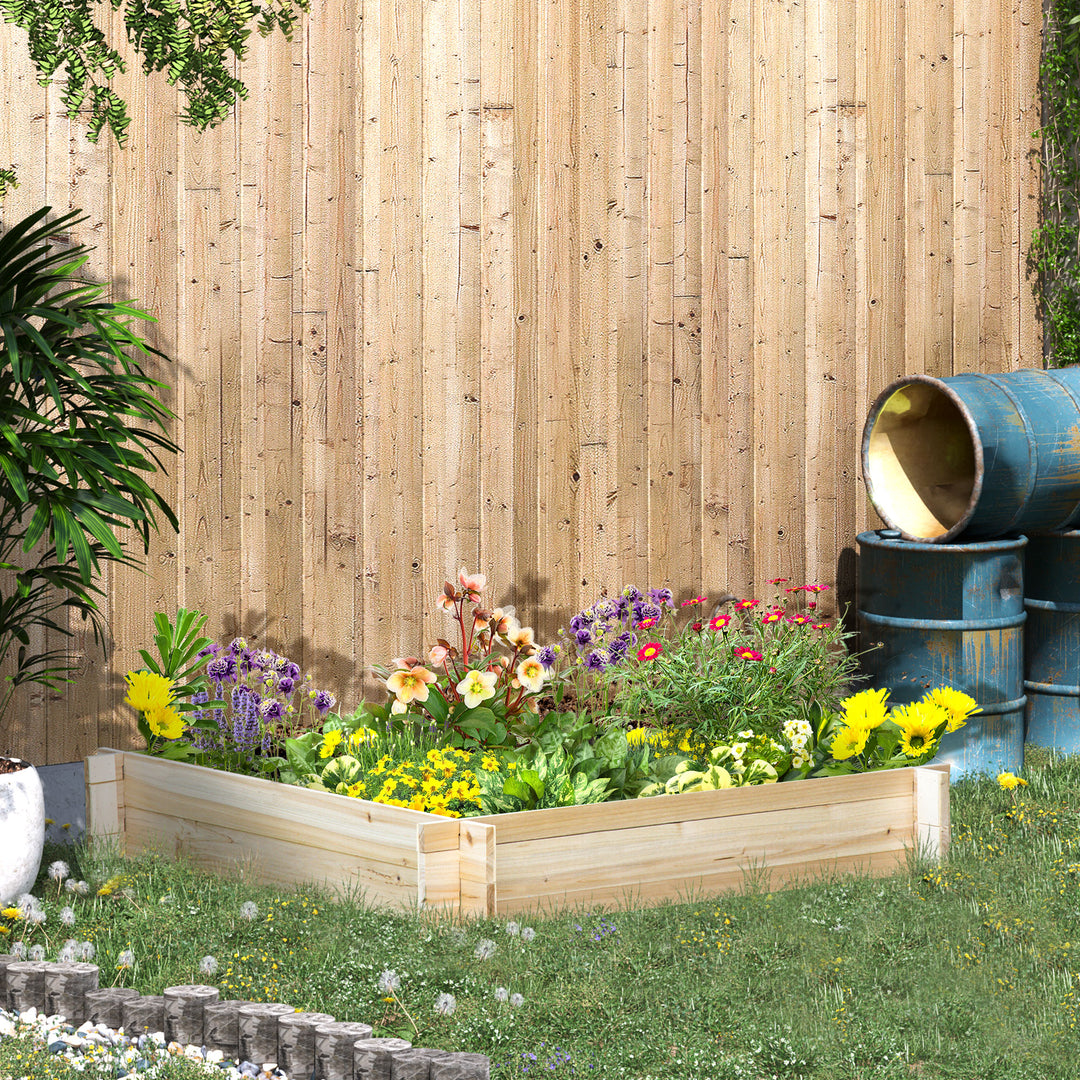 Outsunny 39'' x 39'' Screwless Raised Garden Bed, Wooden Planter Box, Easy DIY Herb Garden for Vegetable Flower Herb Outdoor Lawn Yard Patio