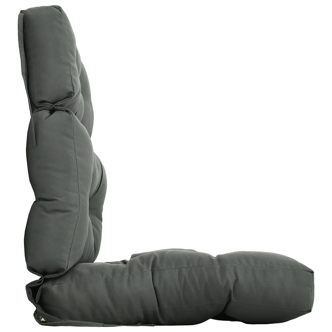 Outsunny Outdoor Patio Chair Seat/Back Chair Cushion Replacement, Tufted Pillow with Thick Filling and String Ties, Dark Grey
