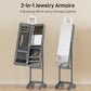 HOMCOM Freestanding Mirror Jewelry Cabinet Armoire, LED Lighted Jewelry Organizer with Stand, Angle Adjustable, White