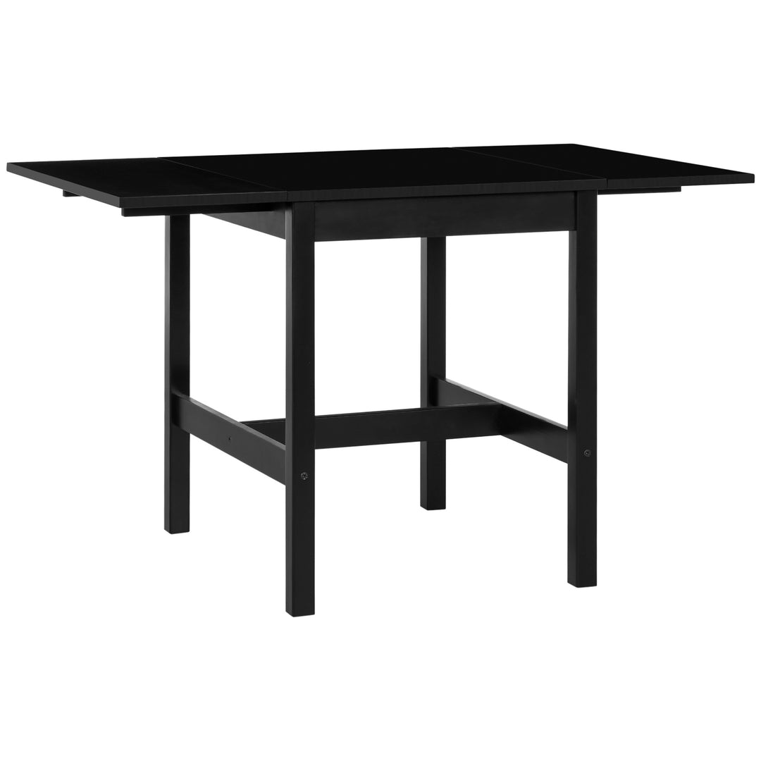 HOMCOM Solid Wood Kitchen Table, Farmhouse Drop Leaf Tables for Small Spaces, Folding Dining Table, Black