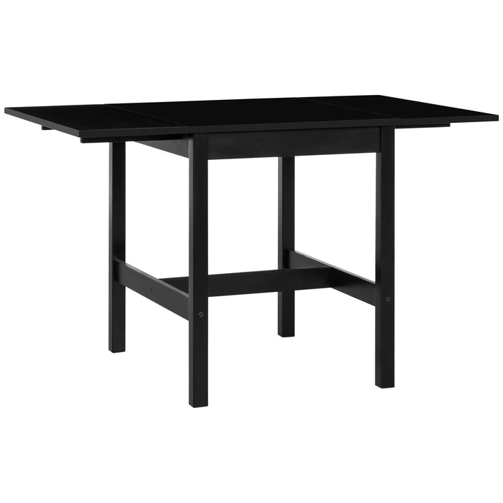 HOMCOM Solid Wood Kitchen Table, Farmhouse Drop Leaf Tables for Small Spaces, Folding Dining Table, Black