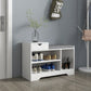 HOMCOM Upholstered Shoe Storage Bench, Hallway Shoe Storage with Seat, Drawer, 3 Open Shelves for Entryway, White
