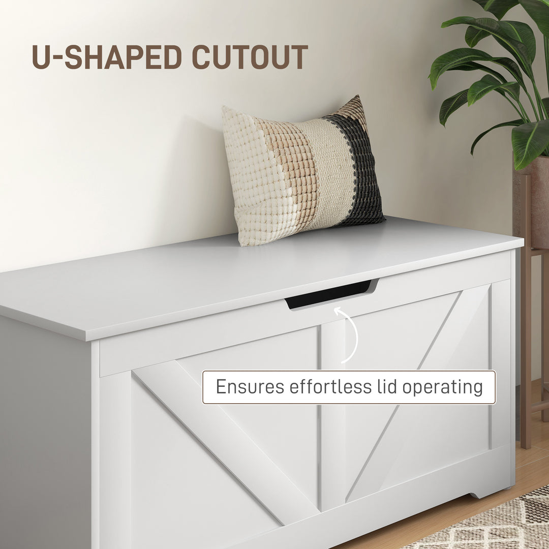 HOMCOM 39.4 Inches Storage Chest, Storage Trunk with 2 Safety Hinges, Wooden Box for Living Room, Black Wood Grain