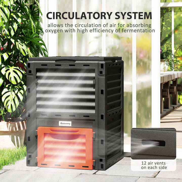 Outsunny Outdoor Compost Bin Garden Container, Fast Creation of Fertile Soil Aerating Compost Box, 80 Gallon, Orange