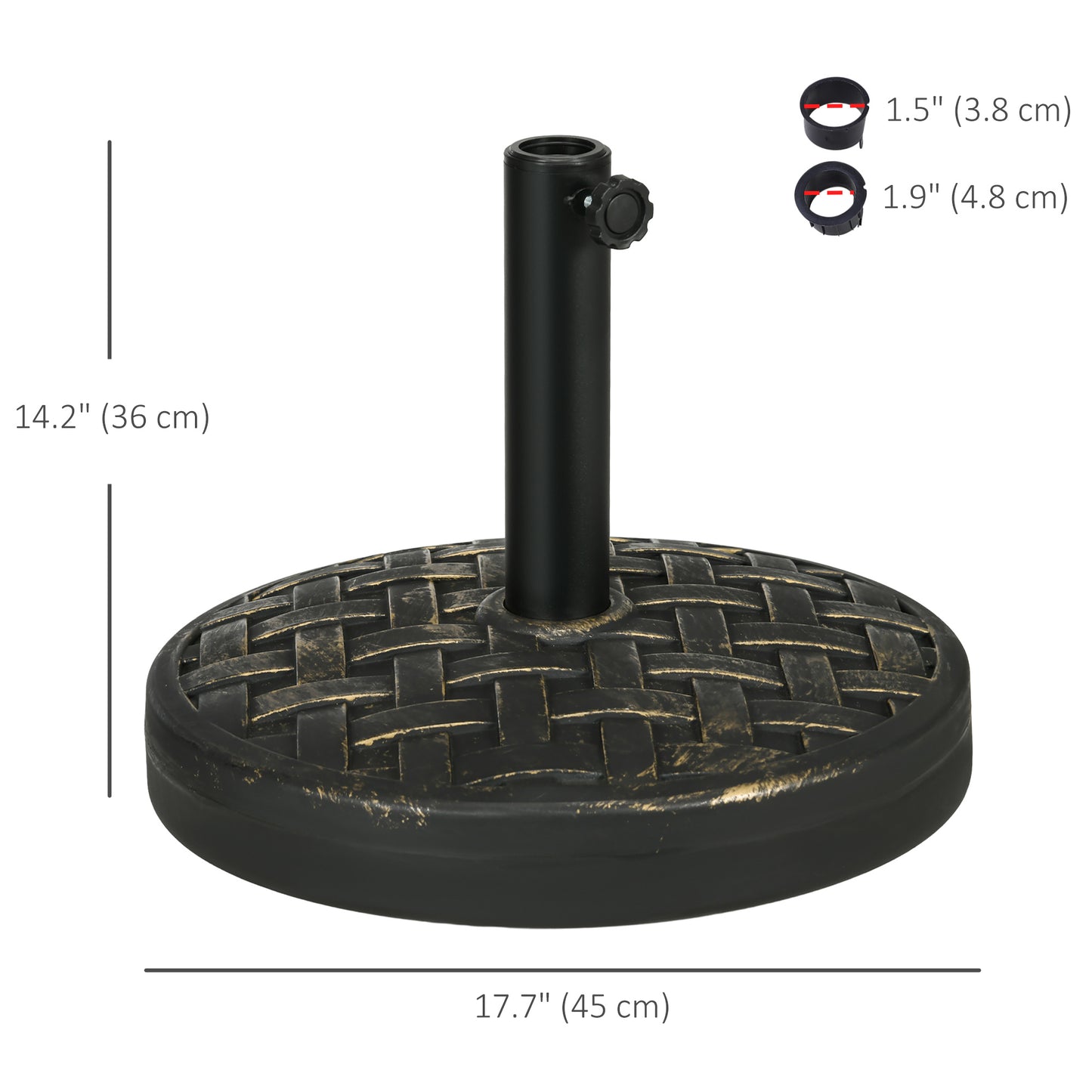 Outsunny 40lbs. Concrete Umbrella Base with Rattan Effect, Heavy Duty Parasol Stand for Outdoor Patio Umbrella, Bronze