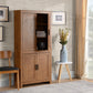 HOMCOM 64" Kitchen Pantry Cabinet, Freestanding Storage Cabinet with 4 Doors, 3 Adjustable Shelves, Oak