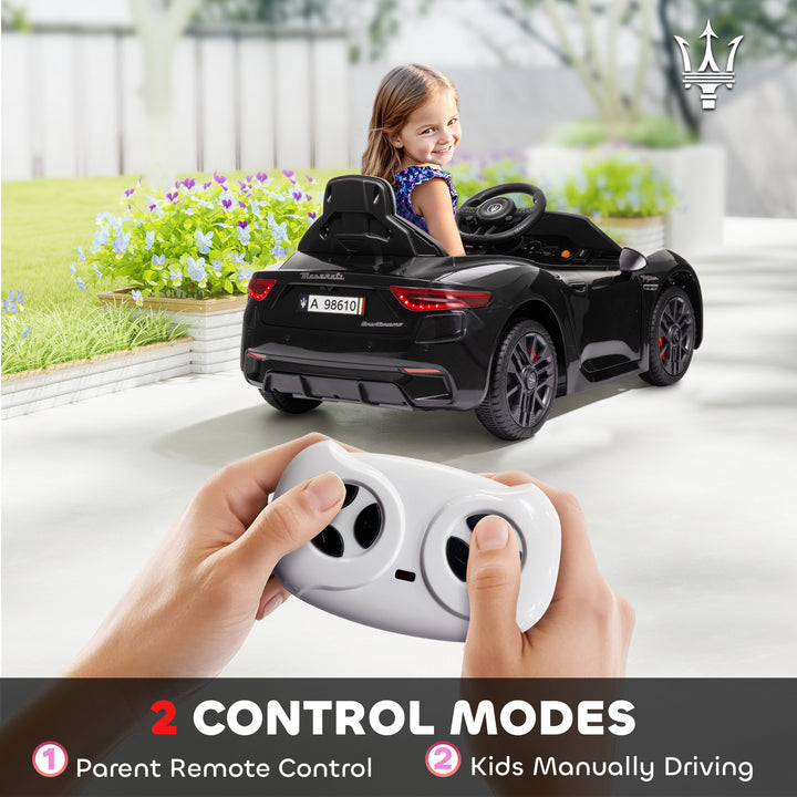 Qaba 12V Maserati Gran Turismo Licensed Kids Electric Car w/ Remote Control, Soft Start, LED Lights, Music, Horn, MP3, Pink