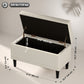 HOMCOM Storage Ottoman, Linen Fabric End of Bed Bench with Button Tufted Storage Bench for Bedroom, Grey
