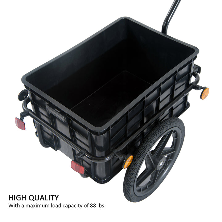 Aosom Bicycle Cargo Trailer 16 inch Air Wheel Wagon Trailer with Suitcase Large Capacity Enclosed Stroller Wagon - Black