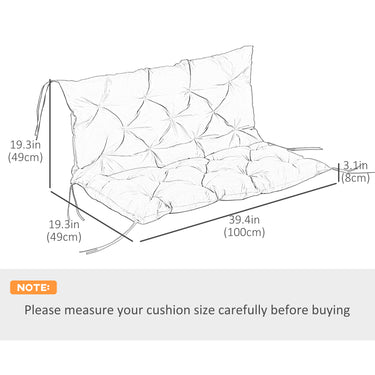 Outsunny Porch Swing Cushion Garden Bench Cushion with Backrest, Non-Slip 2-seater Soft Pad, Swing Chair Mat Replacement for Indoor and Outdoor, 39.4" x 38.6", Wine Red