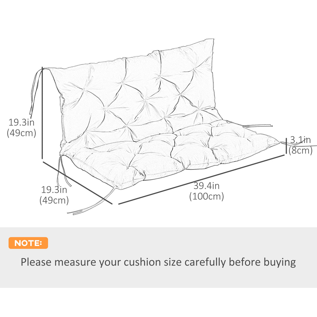 Outsunny Porch Swing Cushion Garden Bench Cushion with Backrest, Non-Slip 2-seater Soft Pad, Swing Chair Mat Replacement for Indoor and Outdoor, 39.4" x 38.6", Wine Red