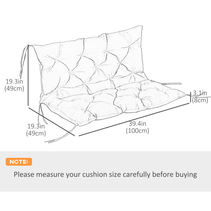 Outsunny Porch Swing Cushion Garden Bench Cushion with Backrest, Non-Slip 2-seater Soft Pad, Swing Chair Mat Replacement for Indoor and Outdoor, 39.4" x 38.6", Wine Red