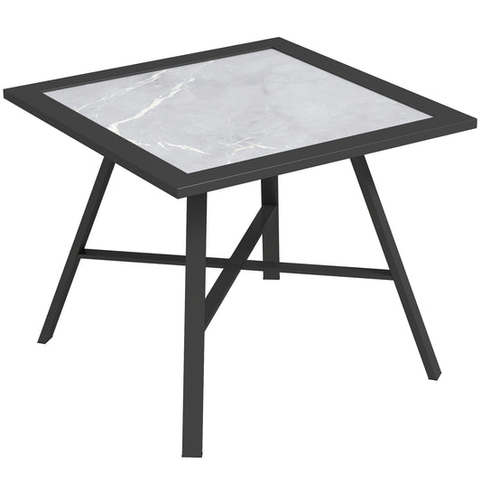 Outsunny Small Outdoor Side Table, Patio Side Table with SPC Tabletop for Garden, Patio, Lawn, Grey