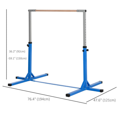 Soozier Professional Gymnastics Bar for Kids, Toddler Home Gymnastics Equipment with 13-level Adjustable Height, Blue