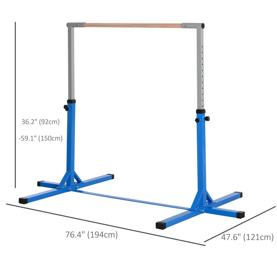 Soozier Professional Gymnastics Bar for Kids, Toddler Home Gymnastics Equipment with 13-level Adjustable Height, Blue