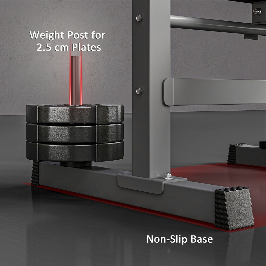 Soozier Adjustable Weight Bench, Foldable Bench Press with Barbell Rack and Dip Station for Home Gym, Strength Training Multiuse Workout Bench, Black and Grey