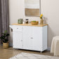 HOMCOM Rolling Kitchen Island with Storage, Utility Kitchen Island Cart with Drawer, Cabinets, Towel Rack and Rubber Wood Top