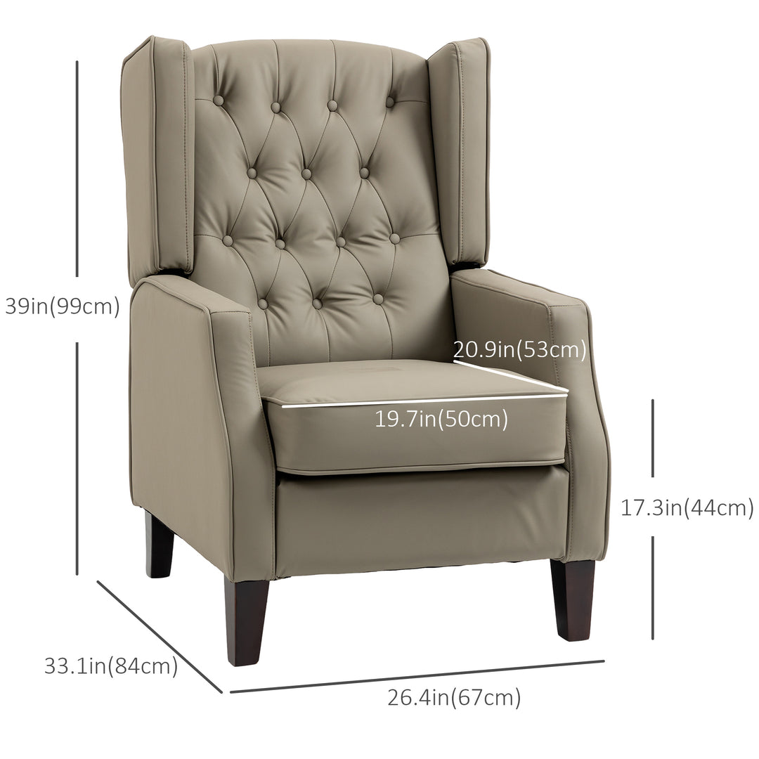 HOMCOM Faux Leather Armchair, Modern Accent Chair with Thick Padding for Living Room, Bedroom, Home Office, Khaki
