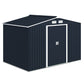 Outsunny 9.1'x6.4'x6.3' Garden Storage Shed w/ Floor Foundation Metal Tool Storage House w/ Double Doors Dark Grey Yellow
