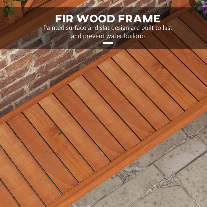 Outsunny Wood Outdoor Bench with Trellis for Climbing Plants and 2 Planter Boxes Garden Planter with Bench Privacy Panel Brown