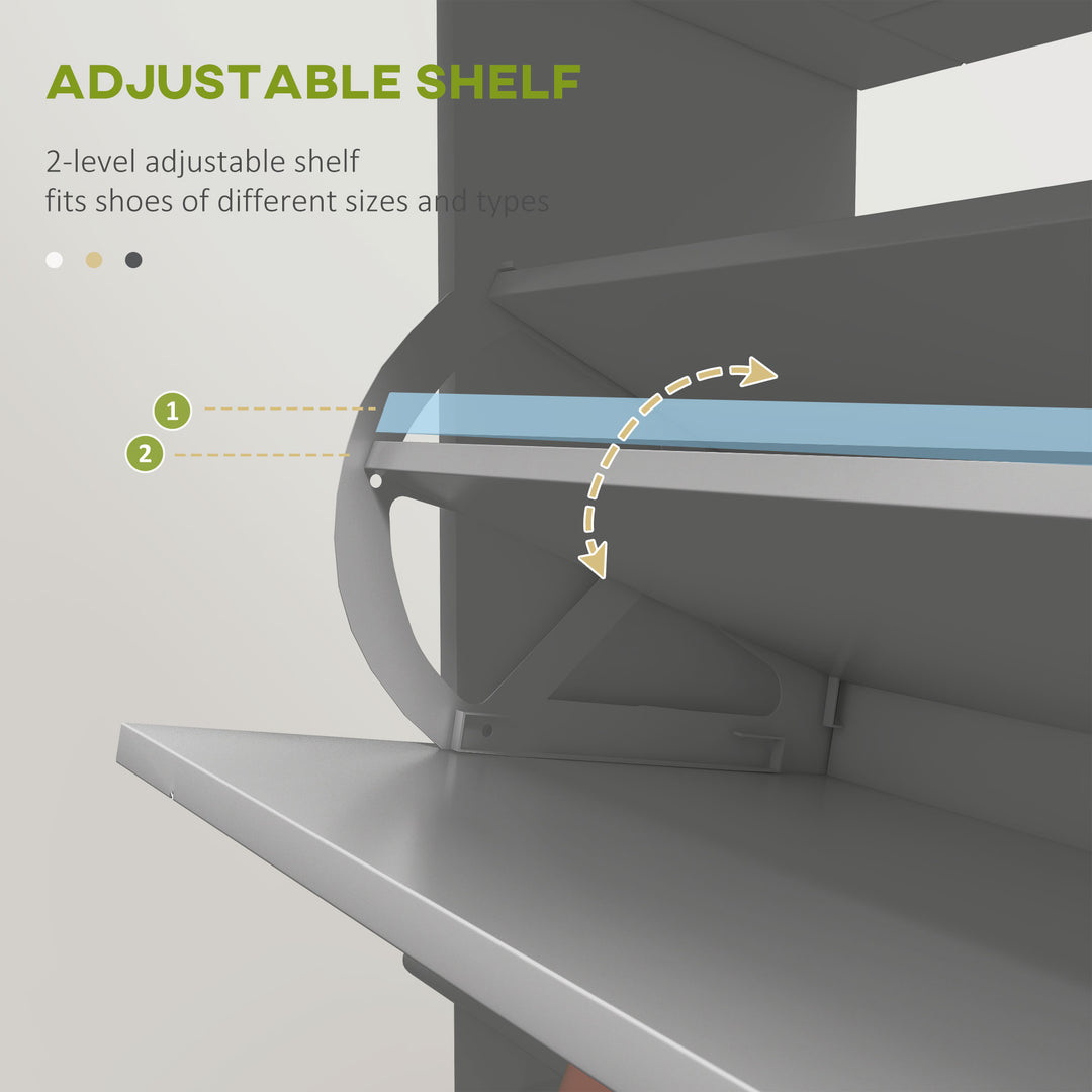 HOMCOM Slim Shoe Storage with 2 Flip Drawers and Adjustable Shelves Shoe Cabinet Organizer for 8 Pair,  White