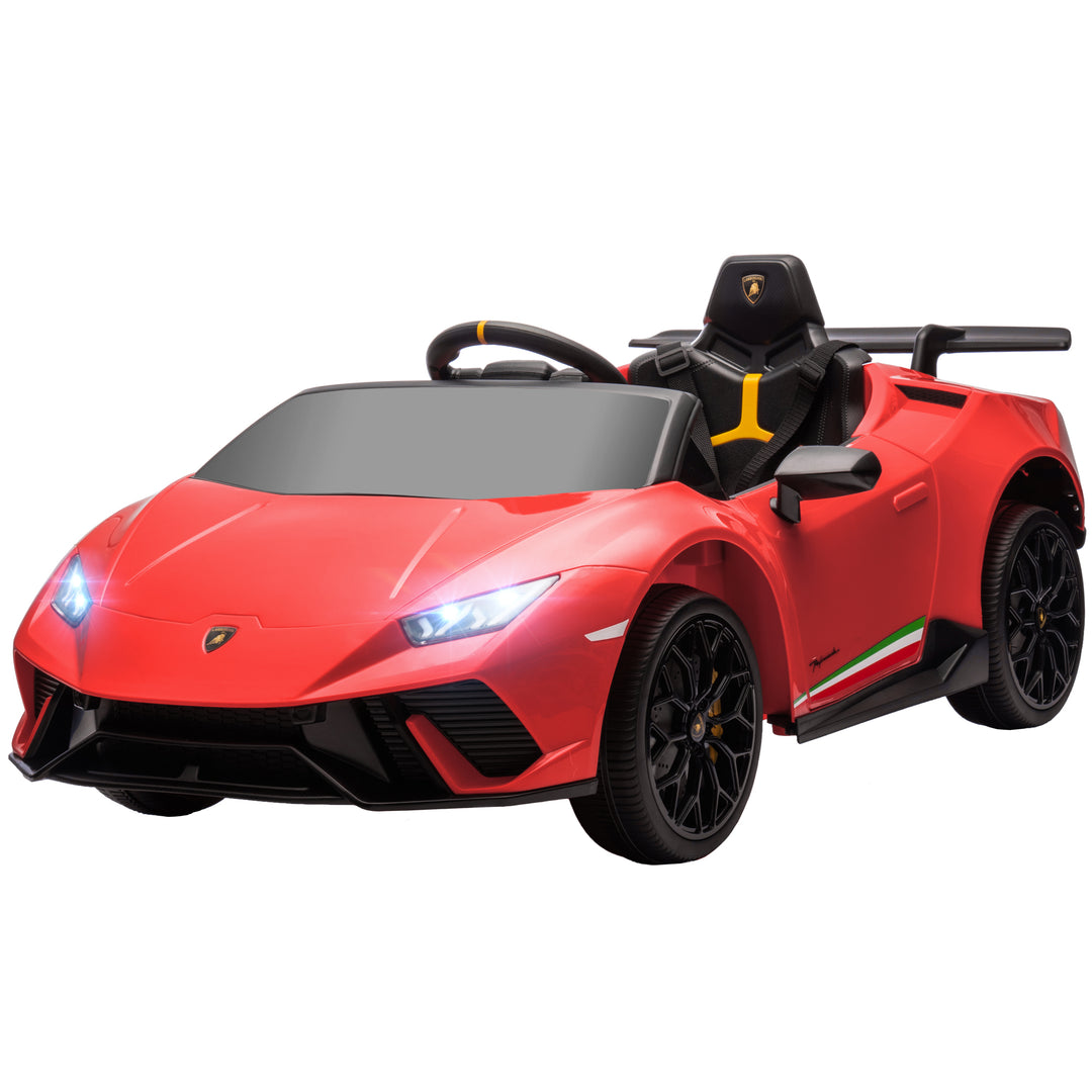 Qaba 12V Lamborghini Huracan Licensed Kids Electric Car with Remote Control, Spring Suspension, Transport Wheels, Yellow
